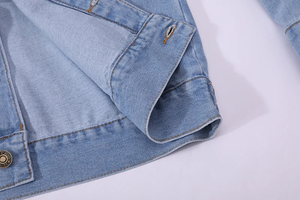 แจ็คเก็ตผ้ายีนส์เข้ารูปสำหรับผู้ชายแจ็คเก็ตลำลองคอปกสีทึบกระดุมแถวเดียวสำหรับฤดูใบไม้ผลิฤดูใบไม้ร่วง - Product Image 4