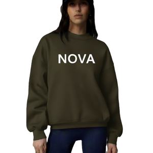 Women Casual Oversized <b>Long</b> <b>Sleeve</b> Mockneck Loose Fit Autumn Winter Breathable Eco-Friendly <b>Top</b> Front Design - Product Image 1