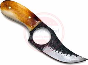 มีดสกินเนอร์สำหรับตั้งแคมป์เหล็กดามัสกัสแบบถือถือด้วยมือพร้อมกระเป๋าหนังและด้ามจับทำจากไม้ - Product Image 3