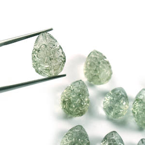 Améthyste verte naturelle sculptée à la main TearDrop Mughal Art Style pour bijoux faits à la main Pierres précieuses en vrac ZAHARA GEMS quantité minimale de commande 10 Carats - Product Image 3