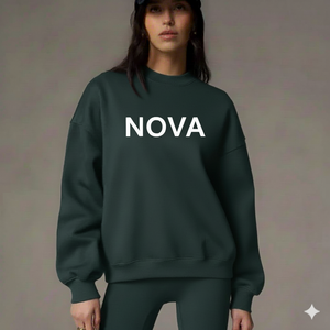 Women Comfortable Oversized Mockneck Casual Winter Solid Long <b>Top</b> Loose Fit Knitted Front Logo Street Fashion for Daily Use - Product Image 1