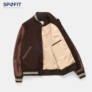 Veste de baseball varsity à logo personnalisé, col montant, broderie sur le devant, hiver, homme, design imprimé personnalisé - Product Image 2