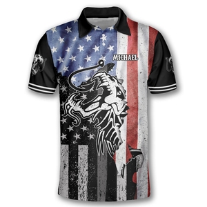 เสื้อโปโลตกปลาแบบกำหนดเองสำหรับทีมแขนสั้นพิมพ์ซับลิเมชันผ้าซับเหงื่อและป้องกันแสงแดดขายส่งผลิต - Product Image 1