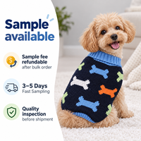 Pull Jacquard Tricoté pour Animaux FNJIA – Chandail Chien Motif Argyle et Rayures – Vêtements Chauds d'Hiver pour Chiots – Vente Directe Usine