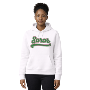 เสื้อฮู้ดสีขาว 08 สำหรับชมรมนักศึกษาหญิง ชมรมพี่น้องนักศึกษากรีก สีชมพูและสีเขียว เสื้อฮู้ดลำลองมีสไตล์สำหรับนักศึกษาหญิง - Product Image 1