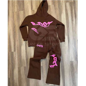 Survêtement à imprimé bouffant pour hommes à la mode avec sweat à capuche et pantalon de survêtement ensemble hommes survêtement imprimé bouffant tenue en tissu doux - Product Image 2