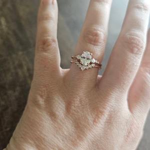 VVS Moissanite แหวนหมั้นมรกต14K สีเหลืองทองเดี่ยวสำหรับผู้หญิงเครื่องประดับฮิปฮอปประกายออกเพชร - Product Image 5