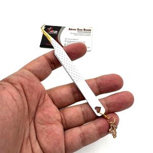 Pince à épiler fine à 90 degrés en or blanc avec charme en forme de croix, logo personnalisé, pince à épiler en acier inoxydable - Product Image 3