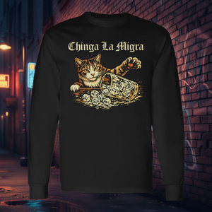 T-shirt vintage a maniche lunghe Chinga Cat La Migra in stile vintage promozionale - Product Image 3