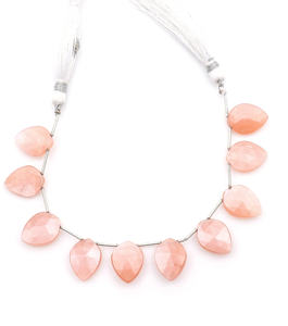 Perles de pierre de lune de pêche à facettes naturelles rondes en vrac pour bracelets et colliers à bricoler soi-même fournitures de fabrication de bijoux - Product Image 1