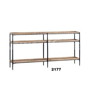 Table à 3 niveaux en bois de manguier massif et métal pour le salon à la maison - Product Image 1