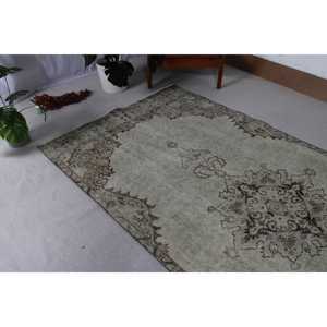 พรมวินเทจตุรกี ขนาด 4.7x9.7 ฟุต (143x297 ซม.) พรมขนสัตว์สีเทา - Product Image 2