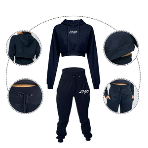 2025ชุดวอร์มสำหรับผู้หญิงเสื้อครอป100% ครอปสำหรับใส่ออกกำลังกาย - Product Image 2