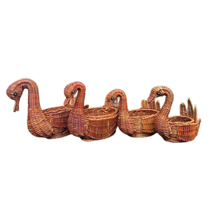 Vintage Rustic Swan Shaped Woven Rattan <b>Duck</b> Baskets for Kids Room Storage Organization Picnic Style From Vietnam - Product Image 4