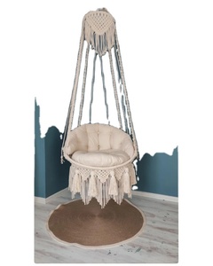 Hanging Cotton Macrame <b>Hammock</b> <b>Chair</b> DYAED COTTON HANDMADE NATURAL Baby Swing Set Style Color Baby Bedside Sleeper - Product Image 1