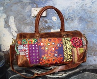Bolsa de lona de cuero genuino estilo gitano vintage con diseño de BANJARA bordado a mano para Otoño e Invierno bolsa de lona estilo vestido