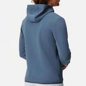 Imprimé personnalisé 100% coton acier bleu quart fermeture éclair à capuche hommes léger respirant bases coton mélangé - Product Image 3