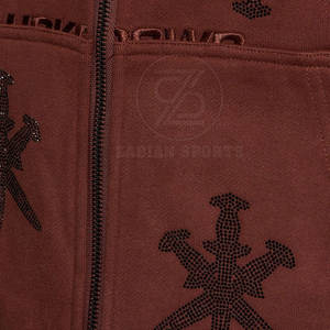 Sweats à capuche en coton mélangé avec strass pour hommes Sweats à capuche avec strass pour hommes Sweats à capuche personnalisés avec strass de base - Product Image 6