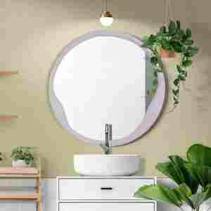 Design personnalisé artisanat miroir art mural décoration intérieure cadre en bois rond décoratif exportateur indien avec qualité d'exportation - Product Image 2