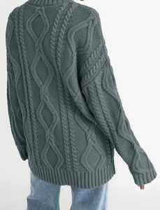 Manteau Cardigan Automne Hiver Femme avec Motif de Fleurs Brodées et Décoration de Boutons Pull Tricoté pour Streetwear - Product Image 5