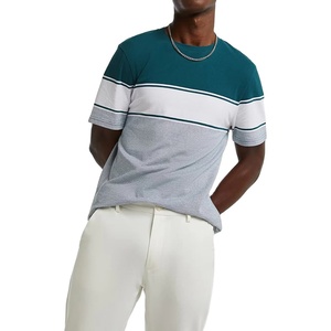 T-shirts pour hommes en mélange polyester/coton, design de logo personnalisé, sérigraphie, col roulé tricoté, formel, respirant, streetwear - Product Image 1