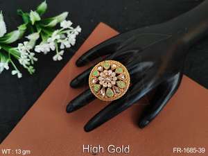 Antique Brass Jewelry High Gold Polish Party Wear Beautiful Fancy Style Adjustable Antique <b>Finger</b> <b>Rings</b> - Product Image 5