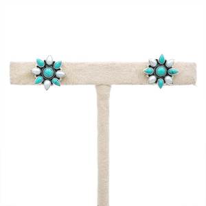 ต่างหูเงินสเตอร์ลิงสี925ไข่มุกเทอร์ควอยซ์ธรรมชาติทำด้วยมือเป็นของขวัญสำหรับต่างหูอันหรูหราของเธอ - Product Image 2