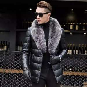Abrigos de cuero transpirables clásicos de calidad superior personalizados cómodos y cálidos de invierno para hombre chaqueta de cuero genuino - Product Image 2