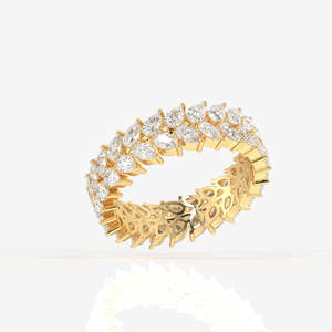 9K Gold Moissanite Diamond Eternity Band Pear Cut <b>Ring</b> Elegant and Luxurious - Product Image 2