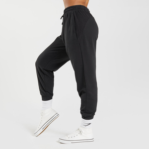Pantalon de survêtement en coton taille haute pour femme Joggers de sport avec pantalon de yoga décontracté devant plat avec poches Joggers amples d'hiver - Product Image 2