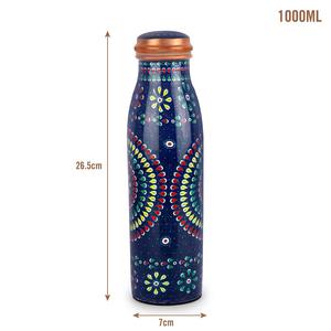 Botella de cobre artística Zig Zag Line Botella de agua elegante y elegante perfecta para hidratación Viajes Yoga Oficina Gimnasio DE LA India - Product Image 6