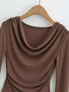 Top court personnalisé élégant à la mode baggy couleur unie respirant léger haut court t-shirt pour les femmes - Product Image 4