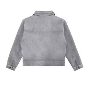 Veste de travail en toile OEM avec logo personnalisé, veste décontractée à plusieurs poches, fermeture éclair, couleur unie, hiver, automne, pour hommes - Product Image 2