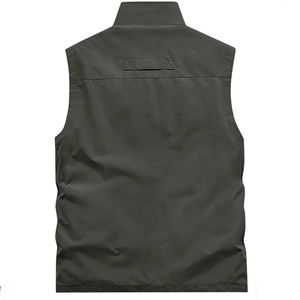 Chaleco de Trabajo de Verano para Hombre, de Lona de Algodón, Multibolsillos, Sin Mangas, para Pesca, con Cuello en V y Cremallera, 180g - Product Image 5