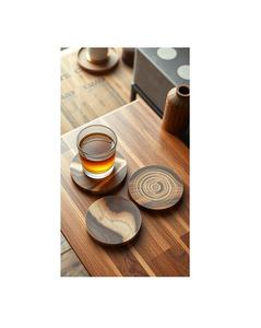Juego de Posavasos de Madera Hechos a Mano con Patrones de Madera Orgánica para una Presentación de Bebidas Elegante - Product Image 1
