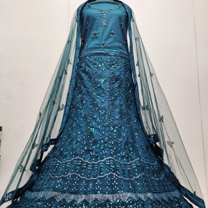 Designer Heavy Jarkan Work Single Can 3m Flair Butti Border Net Dupatta Summer Wedding Festive Sales Party Lehenga Choli - Product Image 1