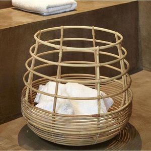 Natural <b>Rattan</b> Woven <b>Laundry</b> <b>Basket</b> - Handmade Round Storage Clothes and Home Organization - Product Image 4
