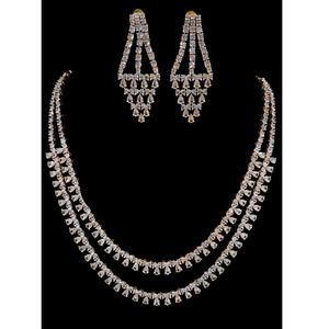 ชุดเครื่องประดับเพชรสวยงามชุดสร้อยคอและต่างหูพร้อมชุดสร้อยคอทองเหลืองเพทายสำหรับงานแต่งงานของขวัญสำหรับสาวๆ - Product Image 1