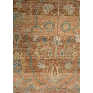 Alfombra de Lana Anudada a Mano Someplace in Time EA-3009(Fr) con Patrón de Medallón Rojo y Naranja para Decoración de Sala de Estar - Product Image 3