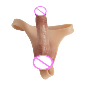 Dildo giả dương vật đeo ngoài bằng silicon mềm mại, kiểu dáng thong, có khung đỡ tích hợp, thiết kế trơn trượt, hình dáng chân thực dành cho phụ nữ đồng tính nữ. - Product Image 1