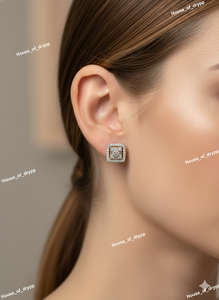 Pendientes de tuerca cuadrados de moissanita con halo, de plata 925, con incrustaciones de lujo, estilo pavé, hip hop, unisex, regalo para hombres y mujeres, para fiestas - Product Image 5