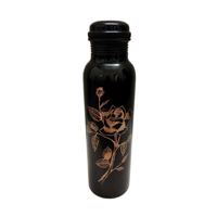 Flacon en cuivre au design martelé moderne avec couvercle Bouteille en cuivre pur pour le stockage de l'eau Bouteille faite à la main sans joint étanche