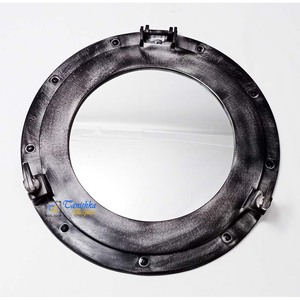 Espejo de ojo de buey de barco antiguo, decoración de pared de latón náutico, espejo de ventana redonda marítima Vintage de 12 pulgadas - Product Image 3