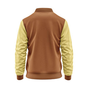 Diseño personalizado Unisex Baseball Varsity Bomber Cuello redondo Cremallera suelta Patchwork Front High Street Chaqueta de primavera bordada - Product Image 3