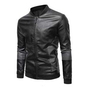 Veste en cuir ajustée pour hommes Veste noire Veste en cuir PU de qualité supérieure à la mode britannique pour hommes - Product Image 2