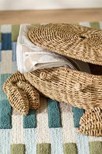 Nouveauté Panier à crabes tressé pour enfants en herbe de mer naturelle, panier de rangement pour jouets, design animal mignon pour la chambre d'enfant, décoration de la crèche - Product Image 2