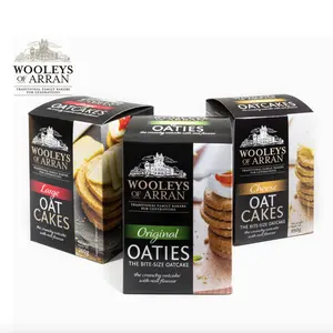 Pacote de catering Wooleys Oaties vendido em caixas com 12 caixas x 20 biscoitos de aveia, lanches de grãos feitos à mão para o atacado no Reino Unido