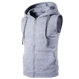 เสื้อกล้ามออกกำลังกายแขนกุดมีฮู้ดสำหรับผู้ชายเสื้อออกกำลังกายแบบถักลาย3D ทนทาน - Product Image 2