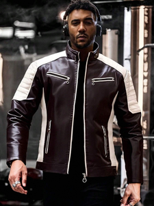 High Quality Custom <b>Men's</b> PU <b>Leather</b> <b>Jacket</b> Fashion Casual Trend Motorcycle Bomber <b>Leather</b> <b>Jackets</b> For <b>Men</b> - Product Image 3
