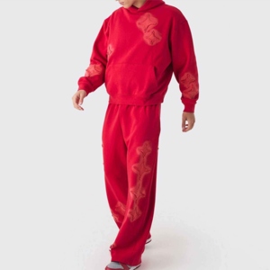 Wholesale Mens Tracksuits <b>Distressed</b> Hoodie Pant Winter Sweat Suit Acid Wash Breathable Embroidery Custom Factory Screen Printed - Product Image 1